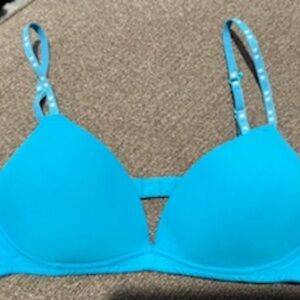 VS PINK teal bra w/ hearts on straps, 34A
